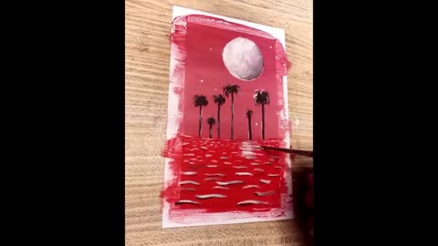 Red painting moon