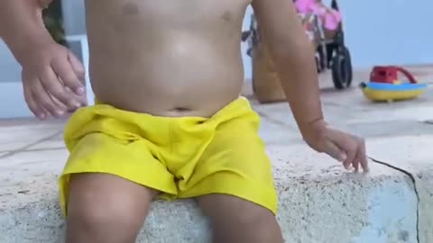 Funny baby reaction on the beach _ #shorts