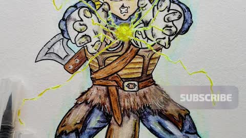 Vegeta + Viking mash up fan art. Dragon Ball Z concept art. watercolor color markers