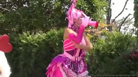 Pink Female Dancers In Street Show