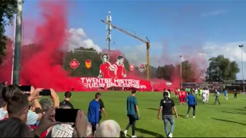 Moments banner collapses onto audience at football club in Geesteren, Netherlands