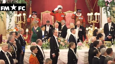 King walks with Japanese Royals at glittering State Banquet