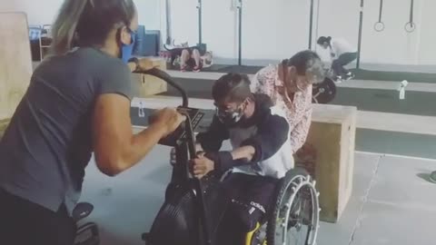 Bicycle training in wheelchair