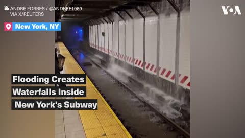 Flooding Creates Waterfalls Inside New York Subway | VOA News