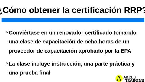 EPA RRP CERTIFICACIÓN de RENOVADOR