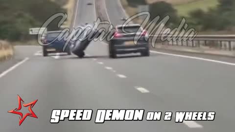 Speed Demon Narrowly Avoids Collision on 2 Wheels!