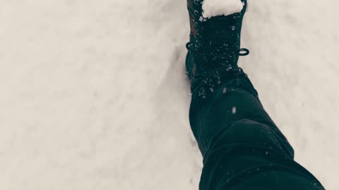 Winter Hike through Snowy Forest with Snow Crunch Sound