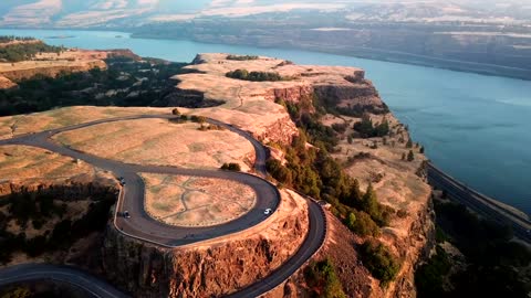 A Long And Winding Road Going Up The Mountain Rock Plateau