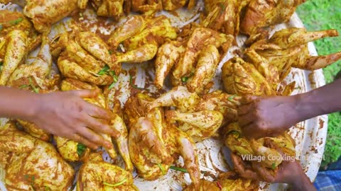 FULL CHICKEN ROAST - Whole Fried Chicken Recipe Cooking in village - Free Range Chicken Recipe