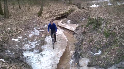 Biking Over Icy Water Fail