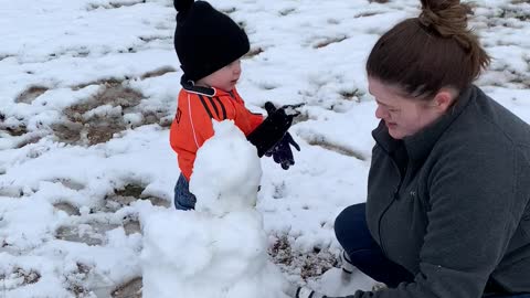 Building Snowman on New Years Day.