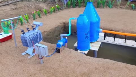 How to make mini water pump | Science project | Water filter tank construction