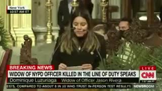 Wife of Slain NYPD Officer Calls Out DA, Gets Standing Ovation