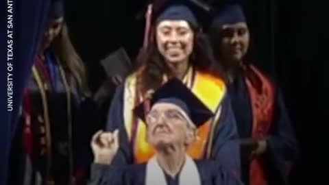 The sweet moment happened at the University of Texas at San Antonio commencement ceremony Dec. 11