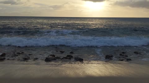 Sunset ocean waves in Mexico