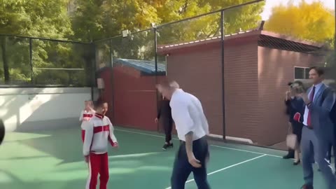 Governor Newsom 'plows through small child' in China basketball game