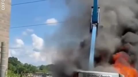 THIS MAN JUMPED FROM A BURNING CHERRY PICKER