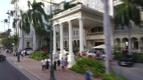 Hawaii City bus tour on the top of a double-decker bus