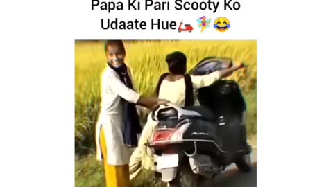 Papa Ki Pari With Scooty Bike Papa Ki Pari scooty chalate huye