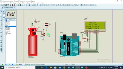 water sensor simulation in Proteus // water sensor projects // water sensor with Arduino and lcd