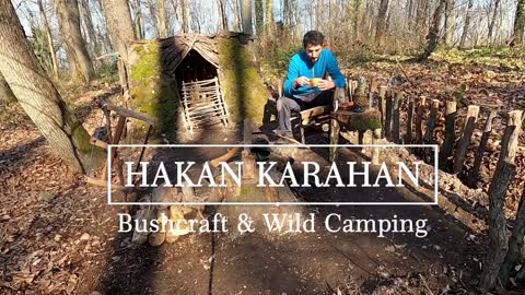 4 days solo bushcraft camp in heavy rain building a complete survival tiny house earth shelter