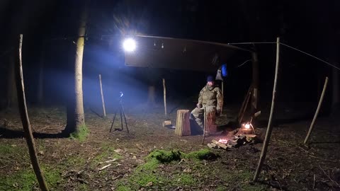 GoPro Night lapse. Campfire vlog underneath a tarp. Woodland wildcamping