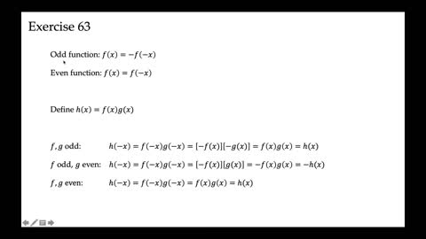 Show the product (or quotient) of an odd function with and odd function is even, an odd with an eve