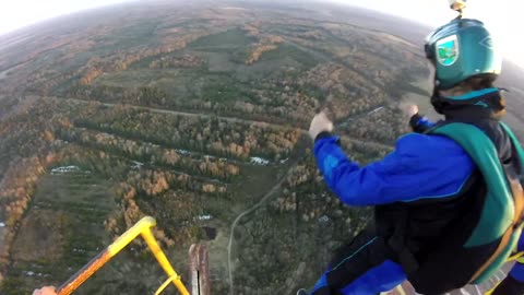 POV footage of extreme BASE jumping session