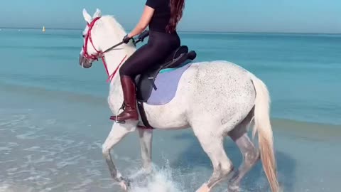 Girl Horse Riding on Beach