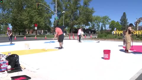 A few hours after Spokane repainted the LGBTQ+ Pride Mural, three teens left scooter marks there