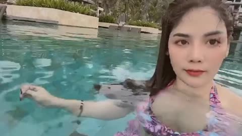 Very Cute Girl Showing Sexy Body in Swimming Pool