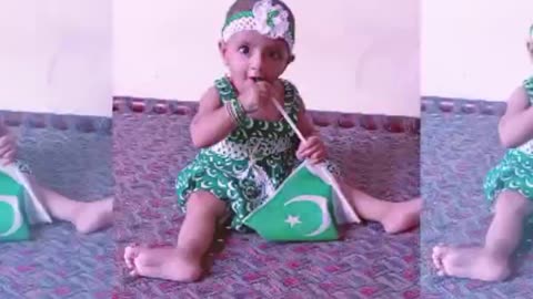 Baby girl enjoy Pakistan Day