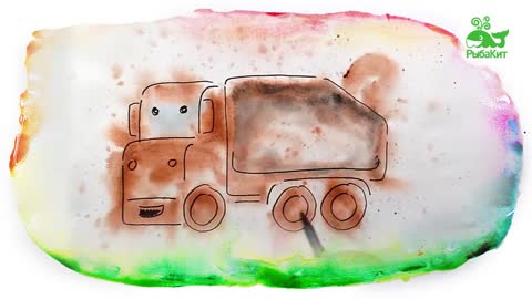 Watercolor Garbage Truck, Watercolor Painting, FishWhale