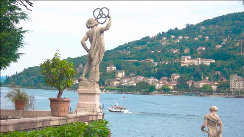 isola bella garden statue stresa and maggiore lake summer