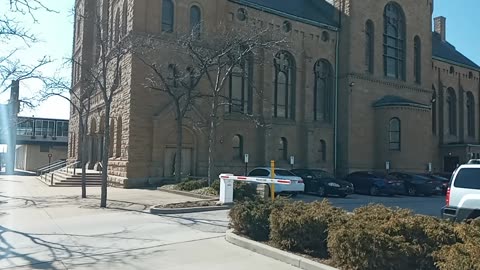 🔙 preaching outside St. Bernard Catholic church