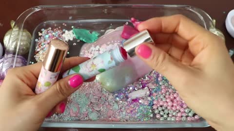 Mixing”Pastel Christmas” Eyeshadow and Makeup,parts,glitter Into Slime!Satisfying Slime Video!★ASMR★