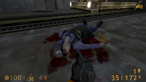 Half-Life - Why is he talking to his shoulder??? Funny guard behaves strangely after being shot dead