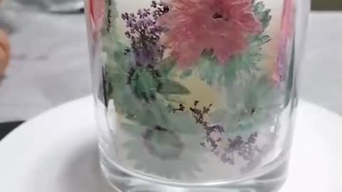 Candles with dry flower decoration