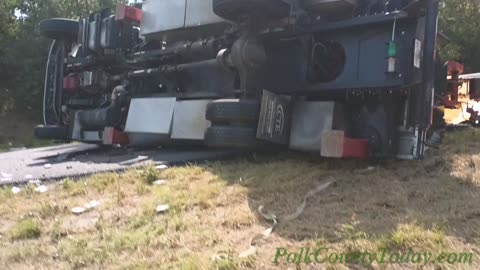 LARGE UTILITY TRUCK TURNS OVER, SEVEN OAKS TEXAS, 08/24/23...