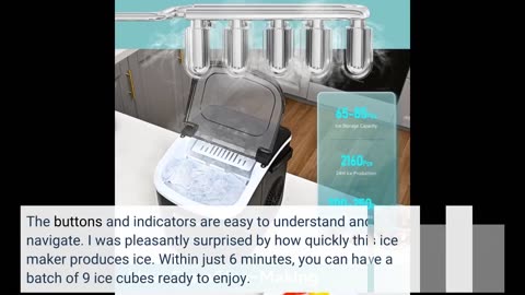 EUHOMY Ice Maker Machine Countertop, 27 lbs in 24 Hours, 9 Cubes Ready in 6 Mins, Electric ice...