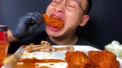 ASMR food spicy fried chicken drumsticks mukbang !! No talking