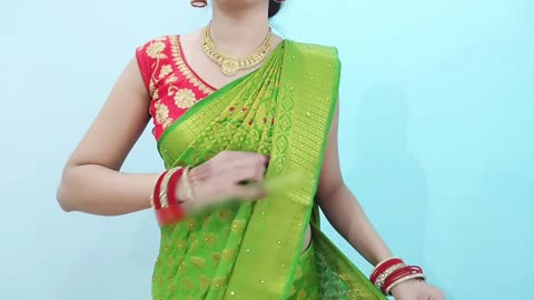 Banarashi silk saree draping in very easy steps | stone work silk saree DRAPING TUTORIAL for wedding