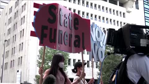 Hundreds rally against state funeral for Shinzo Abe