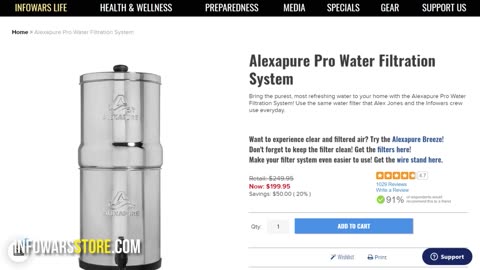 Infowars Store Alexapure Pro Water Filtration System