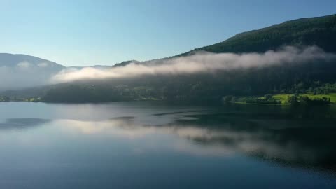 aerial footage beautiful nature norway over the clouds