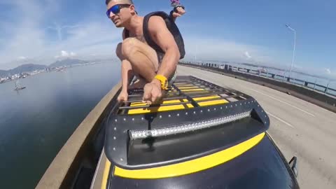 Base Jumping from a Moving Car on Rio-Niteroi Bridge