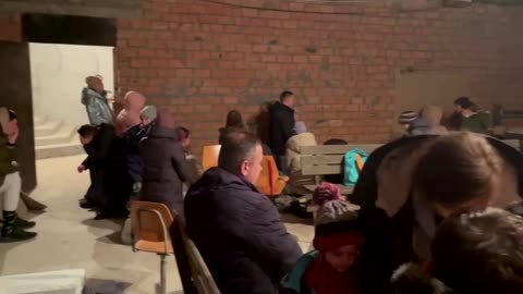 Kyiv residents seek shelter in church