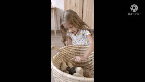 Cute girl playing 🖤 with cute baby ducks 😍😍😍