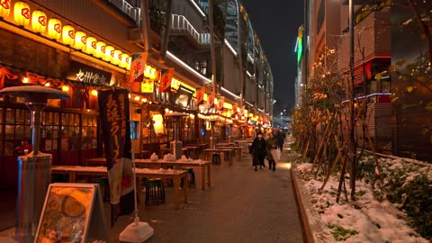 Tokyo Snowfall Stroll: Night Walk from Shibuya to Shinjuku in Winter Wonderland