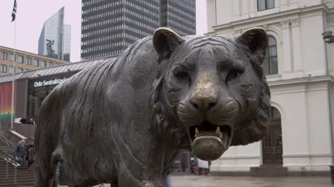 Tiger Statue in Oslo Norway - At Central Station